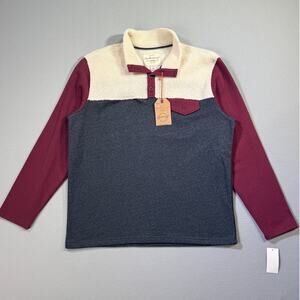 Weatherproof Vintage Men's Knit/Sherpa Mixed Pullover, Navy Heather XL $85